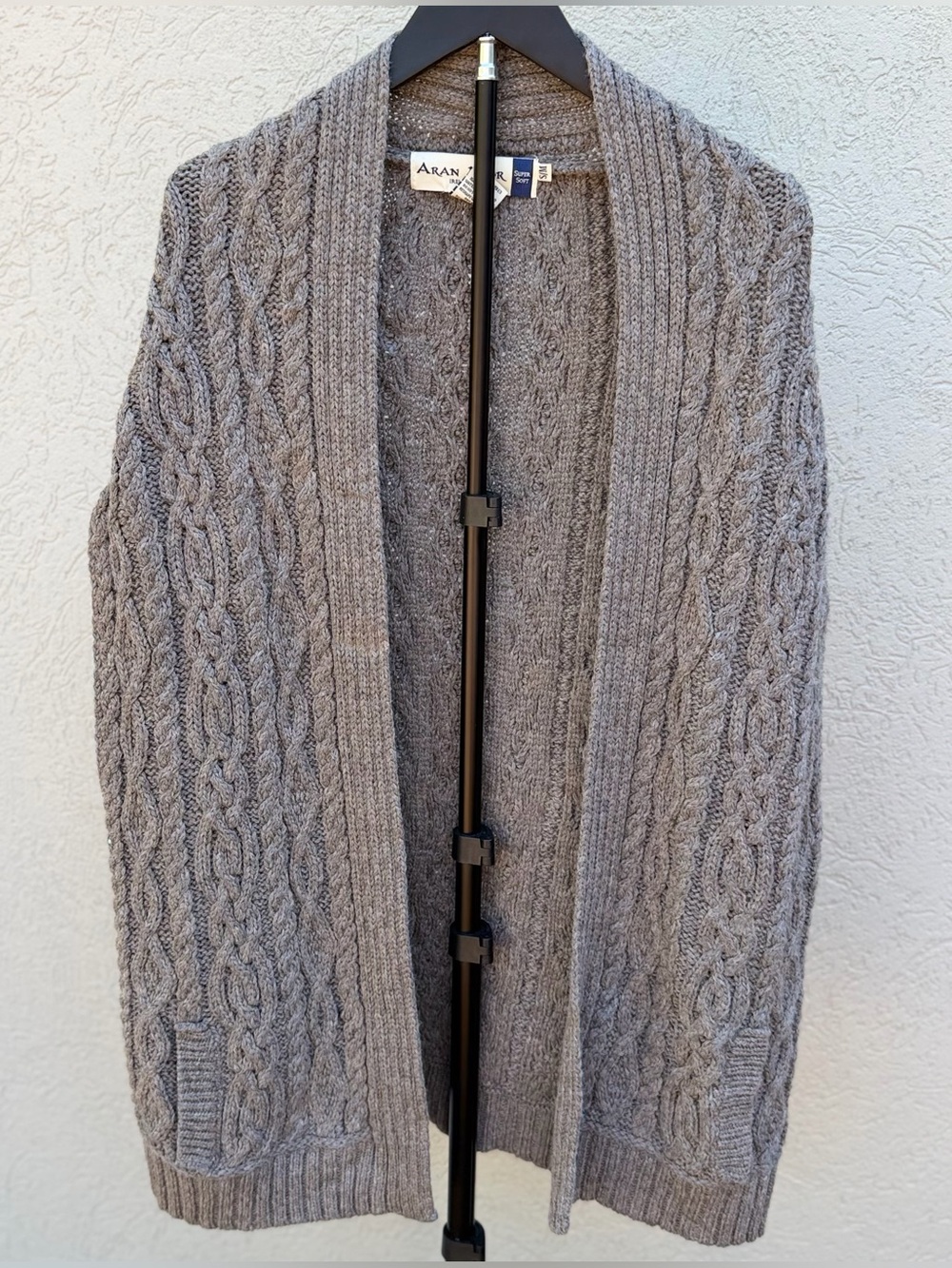 Aran Mór Ireland Super Soft Merino Wool Open Front Cardigan Sweater Vest S/M
